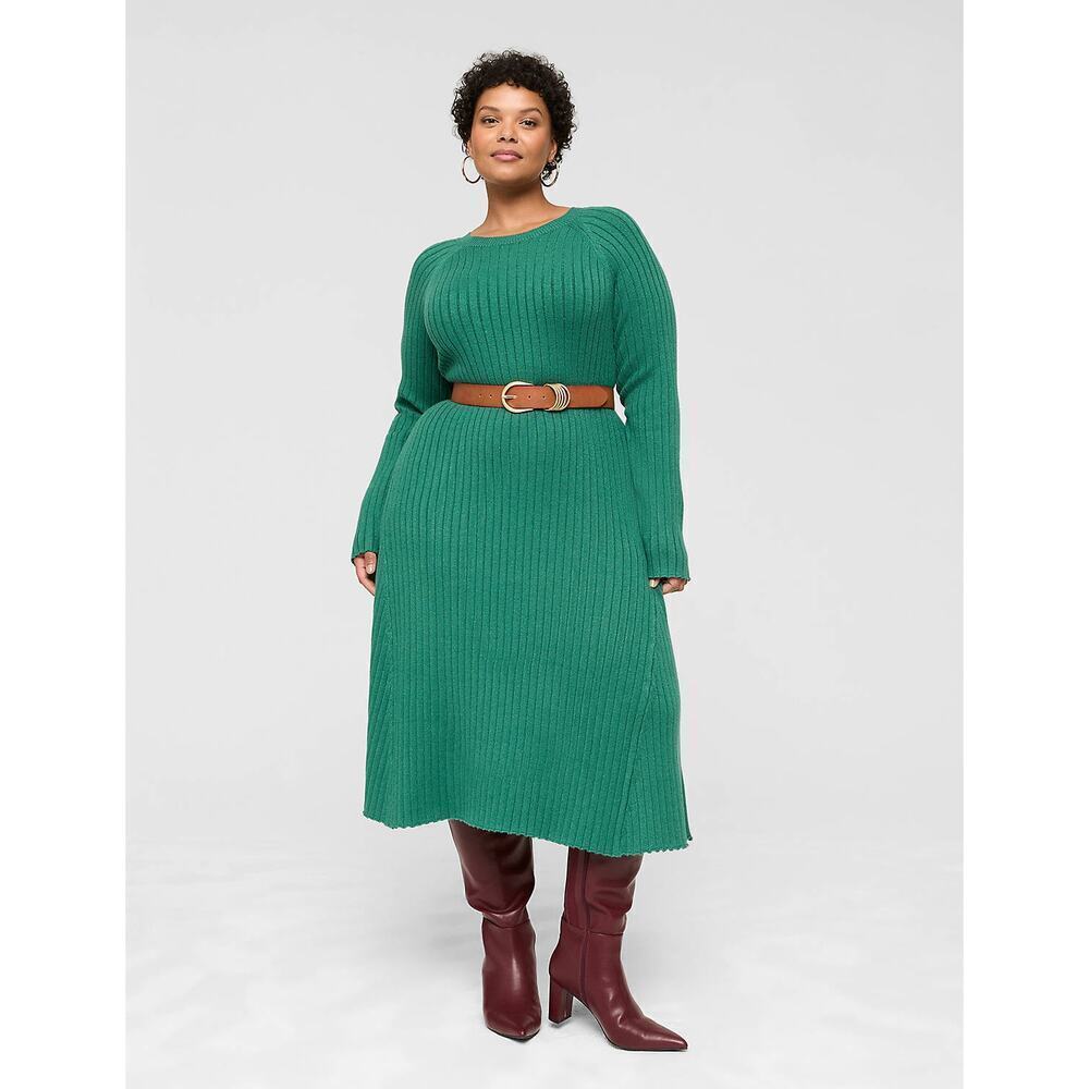 Lane Bryant Rib Sweater A Line Midi Dress Size 10/12 Long Sleeve Holiday Fall